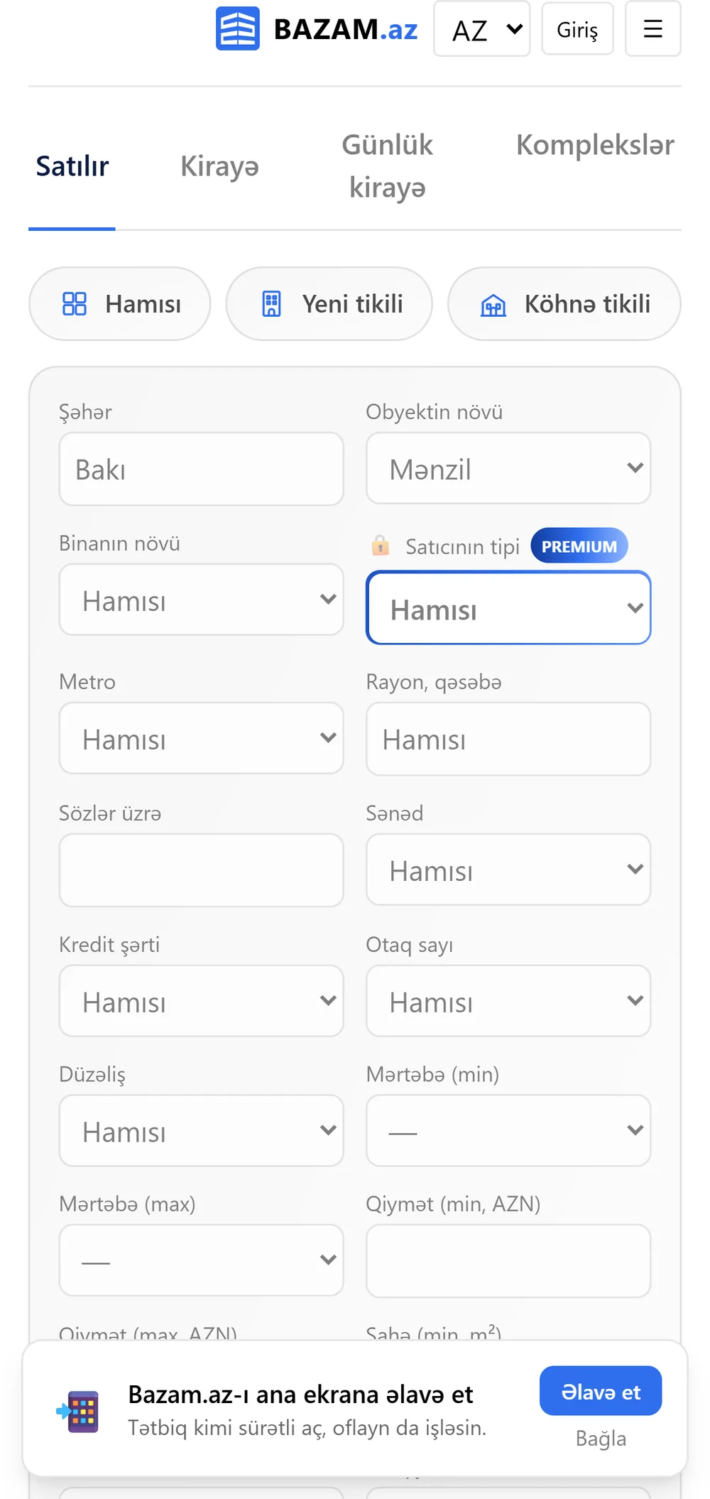 Bazam.az — mobile